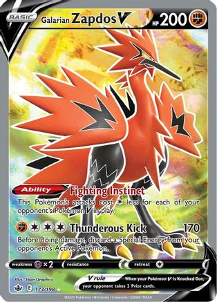 Galarian Zapdos V (Full Art) 173/198/198 - Ultra Rare - Holofoil