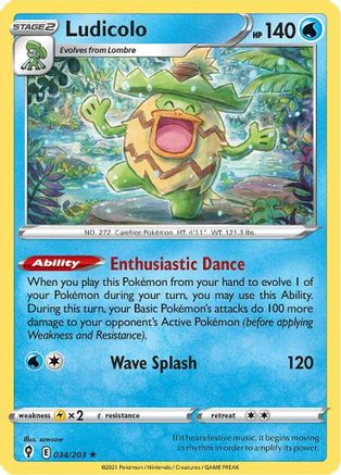 Ludicolo 034/203/203 - Holo Rare - Holofoil