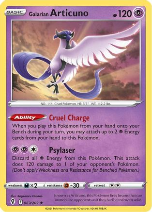 Galarian Articuno 063/203/203 - Holo Rare - Holofoil