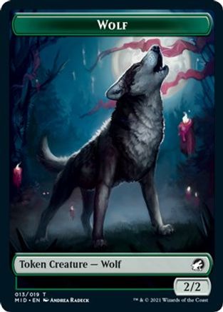 Wolf // Spirit Double-Sided Token (MID-13 // 2) - Innistrad: Midnight Hunt