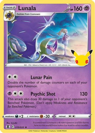 Lunala 015/025/25 - Holo Rare - Holofoil