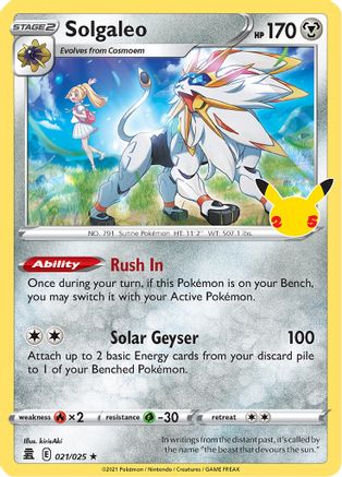 Solgaleo 021/025/25 - Holo Rare - Holofoil