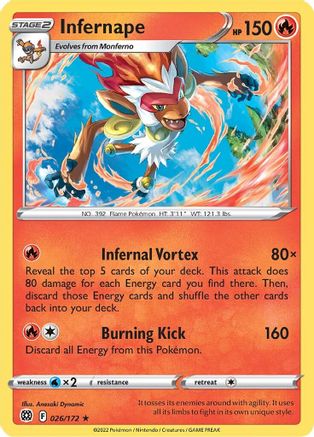 Infernape 026/172/172 - Holo Rare - Holofoil