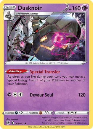 Dusknoir 062/172/172 - Holo Rare - Holofoil