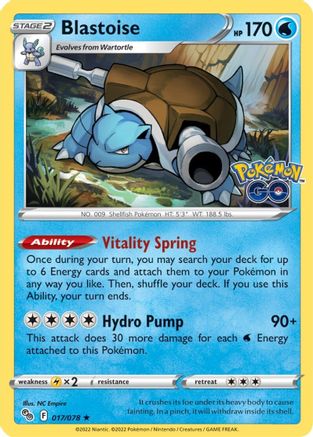Blastoise 017/078/78 - Holo Rare - Holofoil