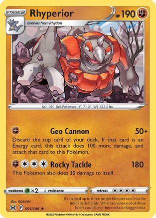 Rhyperior 091/196/196 - Rare