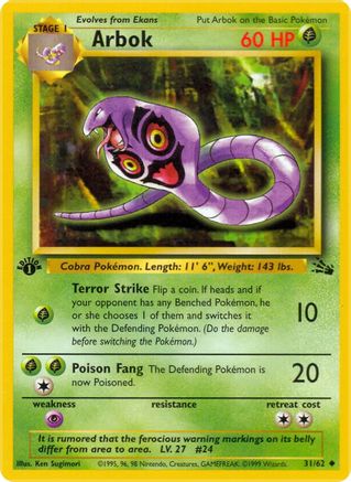 Arbok (031/62) - Fossil 1st Edition