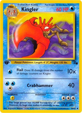 Kingler (038/62) - Fossil 1st Edition