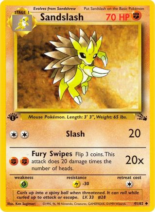 Sandslash (041/62) - Fossil 1st Edition