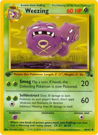 Weezing (045/62) - Fossil 1st Edition