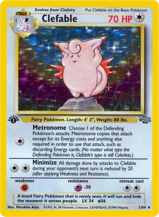 Clefable (1) 001/64/64 - Holo Rare - 1st Edition Holofoil