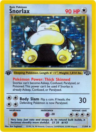 Snorlax (11) 011/64/64 - Holo Rare - 1st Edition Holofoil