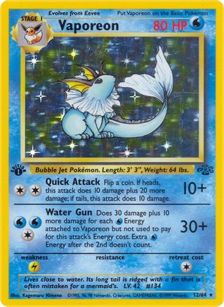 Vaporeon (12) 012/64/64 - Holo Rare - Holofoil