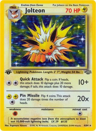 Jolteon (4) 004/64/64 - Holo Rare - 1st Edition Holofoil