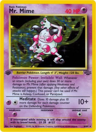 Mr. Mime (6) 006/64/64 - Holo Rare - 1st Edition Holofoil