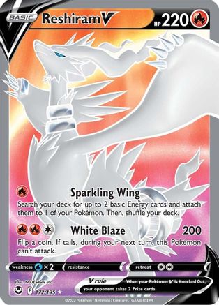 Reshiram V (Full Art) 172/195/195 - Ultra Rare - Holofoil