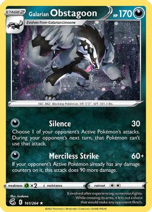 Galarian Obstagoon (Cosmos Holo) 161/264 - Holo Rare - Holofoil
