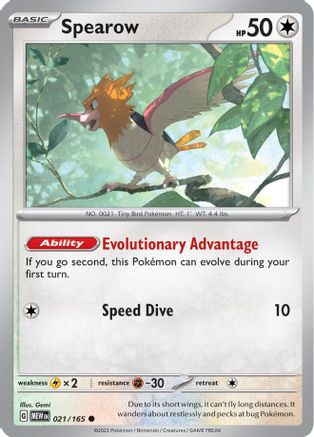 Spearow 021/165 - Common - Reverse Holofoil