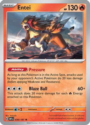 Entei 030/197 - Rare - Holofoil
