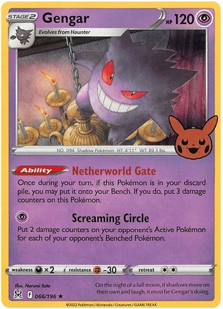 Gengar (2022 Copyright Date) 066/196 - Holo Rare - Holofoil