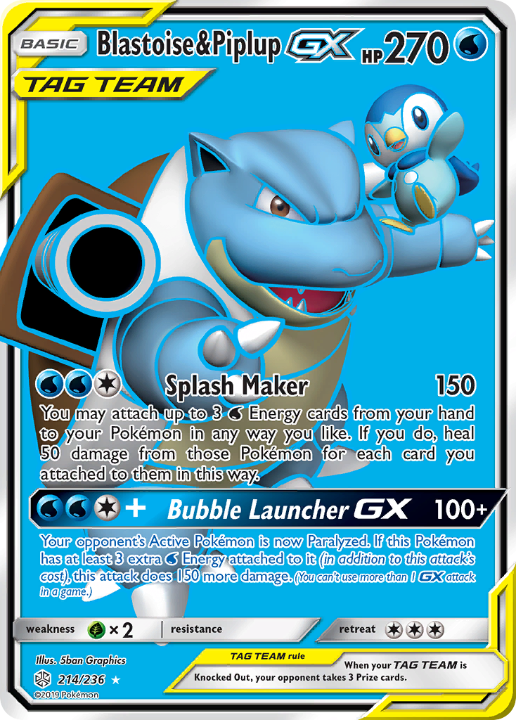 Blastoise & Piplup GX (214/236) [Sun & Moon: Cosmic Eclipse]