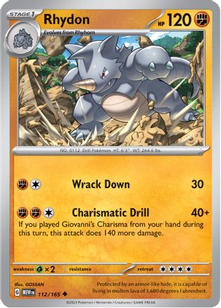 Rhydon 112/165 - Uncommon