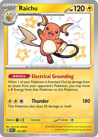 Raichu 132/091 - Shiny Rare - Holofoil