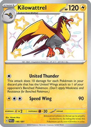 Kilowattrel 146/091 - Shiny Rare - Holofoil
