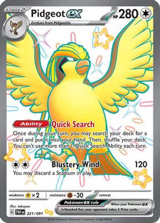 Pidgeot ex 221/091 - Shiny Ultra Rare - Holofoil