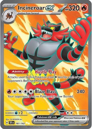 Incineroar ex 187/162 - Ultra Rare - Holofoil
