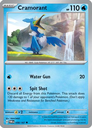 Cramorant 058/167 - Uncommon - Reverse Holofoil