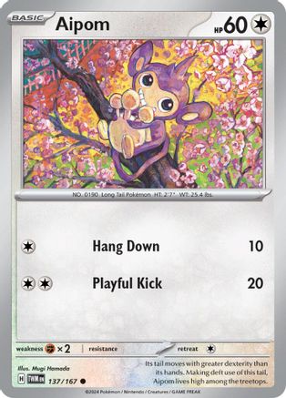 Aipom 137/167 - Common - Reverse Holofoil