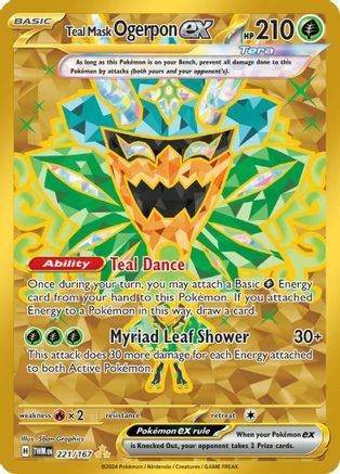 Teal Mask Ogerpon ex 221/167 - Hyper Rare - Holofoil