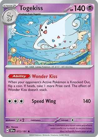 Togekiss 072/191 - Rare - Reverse Holofoil