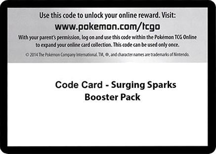 Code Card - Surging Sparks Booster Pack - Code Card