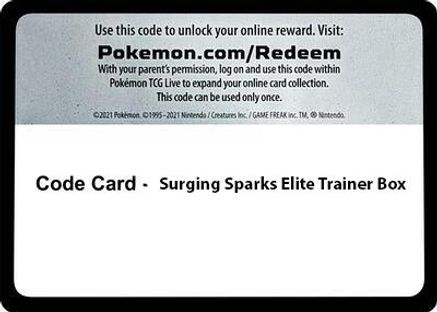 Code Card - Surging Spark Elite Trainer Box - Code Card