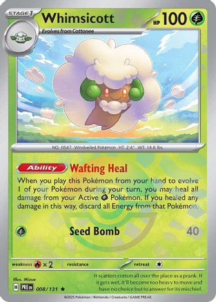 Whimsicott (Poke Ball Pattern) 008/131 - Rare - Holofoil