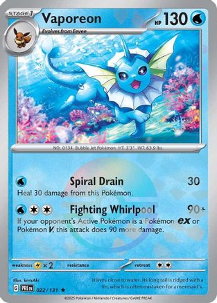 Vaporeon (Poke Ball Pattern) 022/131 - Rare - Holofoil