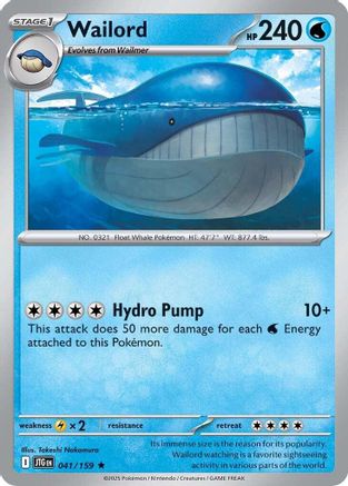 Wailord 041/159 - Rare - Holofoil
