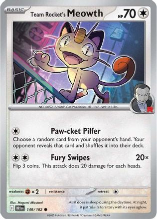 Team Rocket's Meowth 149 - Common - Reverse Holofoil