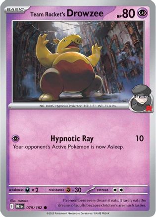 Team Rocket's Drowzee 079 - Common - Reverse Holofoil