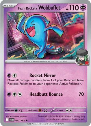 Team Rocket's Wobbuffet 082 - Rare - Reverse Holofoil