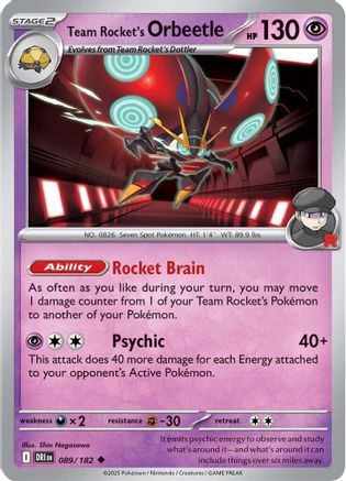 Team Rocket's Orbeetle 089/182 - Uncommon - Reverse Holofoil