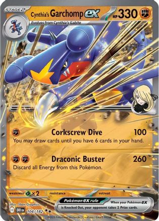 Cynthia's Garchomp ex 104/182 - Double Rare - Holofoil