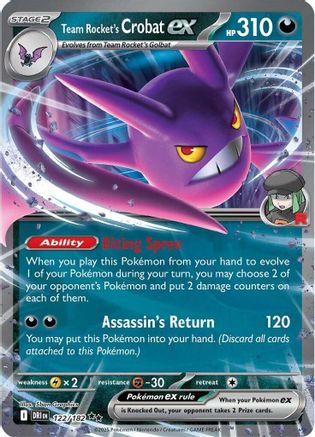 Team Rocket's Crobat ex 122/182 - Double Rare - Holofoil