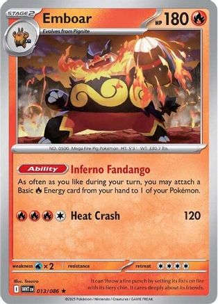 Emboar 013/086 - Rare - Reverse Holofoil
