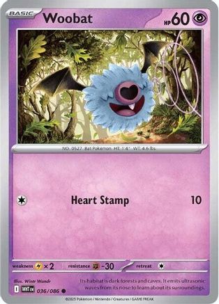 Woobat 036/086 - Common - Reverse Holofoil