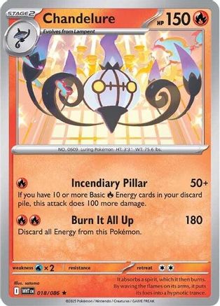 Chandelure 018/086 - Rare - Reverse Holofoil