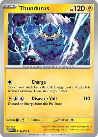 Thundurus 033/086 - Rare - Reverse Holofoil