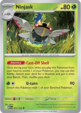 Ninjask 017/132 - Uncommon - Reverse Holofoil